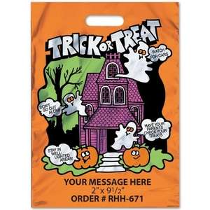 Custom Promotional Orange Metallic Halloween Bag - Haunted House
