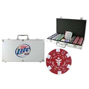300 Pc Poker Set - Clay Chips with Aluminum Case - 1 Side Imprint