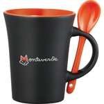 Customized Cafe Coffee Mugs - Agave Ceramic Mug with Spoon - 10 oz.