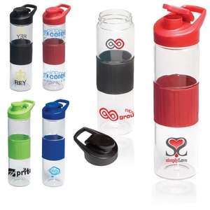 Custom Promotional Rubber Grip Glass Bottle