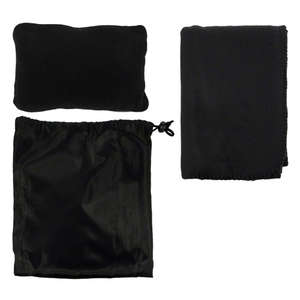 Travel Set with Pillow, Blanket and Eye Mask Black