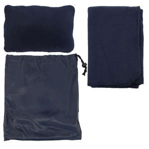 Travel Set with Pillow, Blanket and Eye Mask Blue, Navy