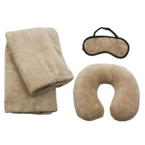 Travel Set with Pillow and Blanket Latte