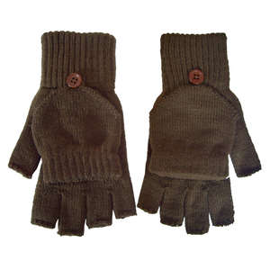 Fingerless Gloves With Cap Cover Brown