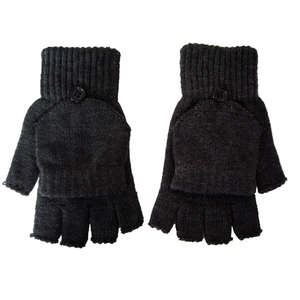 Fingerless Gloves With Cap Cover Charcoal