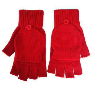 Fingerless Gloves With Cap Cover Red