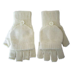 Fingerless Gloves With Cap Cover Vanilla