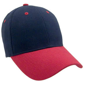 Heavyweight Washed Brushed Twill Cap - Two Tone Blue, Navy/Red