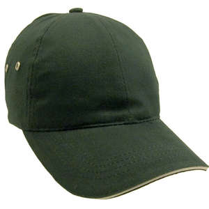 Constructed Lightweight Barushed Cotton Twill Sandwich Cap Green, Dark/Stone