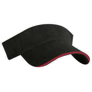 Brushed Cotton Twill Sandwich Visor Black/Red