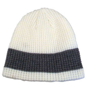 Big Bear Eco Beanie with Stripe Ivory/Charcoal