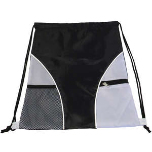 Drawstring Bag with Mesh Black/Gray