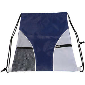 Drawstring Bag with Mesh Blue, Navy/Gray