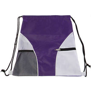 Drawstring Bag with Mesh Purple/Gray