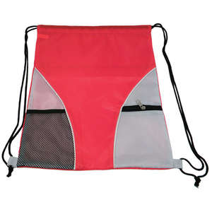 Drawstring Bag with Mesh Red/Gray