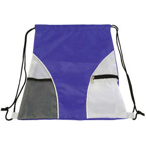Drawstring Bag with Mesh Blue, Royal/Gray