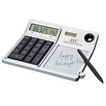 Imprinted Memo Holders & Dispensers - Desktop Solar Calc and Erasable Memo Pad