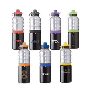 Custom Promotional Aluminum Bottle with Silicone Accent - 25 oz.