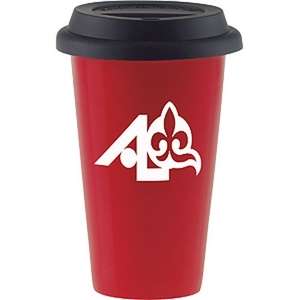 Custom Promotional Double Wall Colored Porcelain Cup with Black Lid