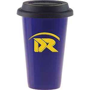 Double Wall Colored Porcelain Cup with Black Lid 