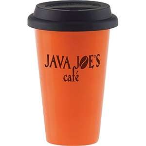 Double Wall Colored Porcelain Cup with Black Lid 