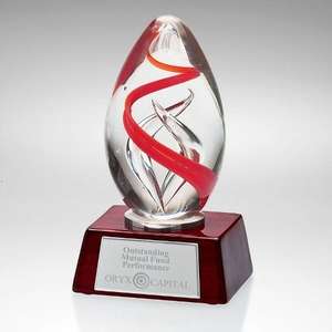 Custom Promotional Red Swirl Art Glass Award