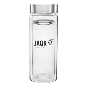 Custom Promotional 16 oz. h2go Double Wall Glass Beverage Vessel with Strainer