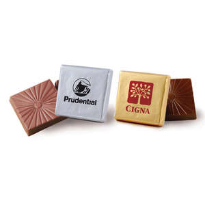 Custom Promotional Belgian Chocolate Squares with Custom Imprinted Foil