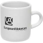 Logo Coffee Mugs - White Vitrified Ceramic Espresso Cup - 3oz.