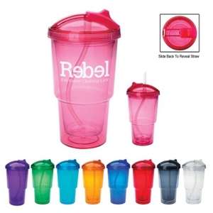16 oz. Double Wall Travel Tumbler with Straw 