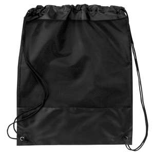 Mesh Panel Drawstring Backpack Black