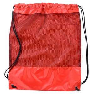 Mesh Panel Drawstring Backpack Red