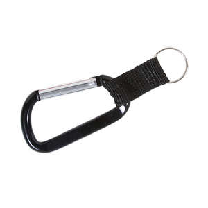 Carabiner with Strap and Split Ring Black