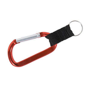Carabiner with Strap and Split Ring Red