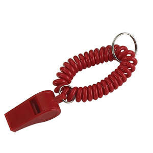 Whistle Key Chain with Coil Red
