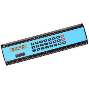 8" Black Edge Ruler/Calculator Blue
