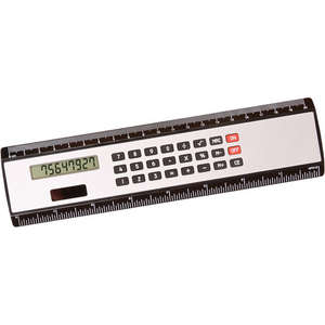 8" Black Edge Ruler/Calculator Silver
