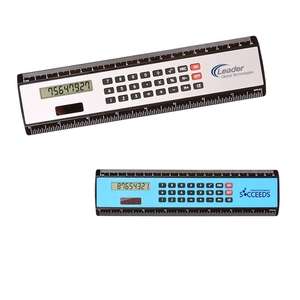 Custom Promotional 8" Black Edge Ruler/Calculator
