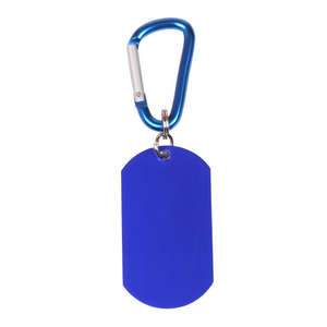 Dog Tag on Carabiner Blue
