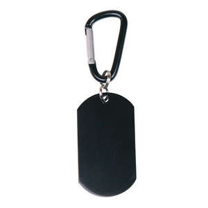 Dog Tag on Carabiner Black