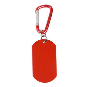 Dog Tag on Carabiner Red