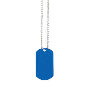 Dog Tag on Bead Chain Blue