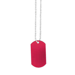 Dog Tag on Bead Chain Red
