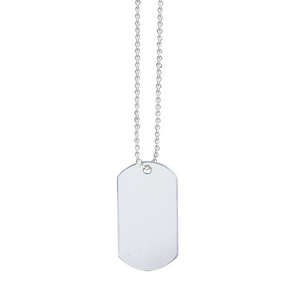 Dog Tag on Bead Chain Silver