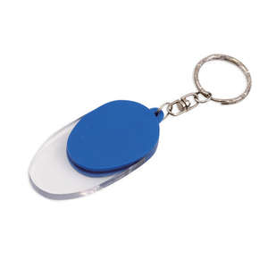 Light Up Button Key Chain Blue
