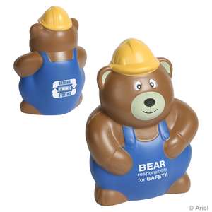 Custom Promotional Construction Worker Bear Stress Ball