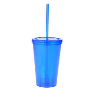 16 oz. Double Wall Bio-D Plastic Tumbler Blue, Translucent