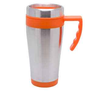 16 oz. Blue Bullet Mug Silver/Orange
