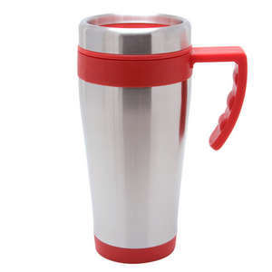 16 oz. Blue Bullet Mug Silver/Red