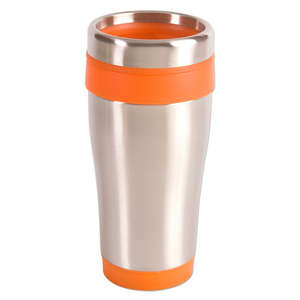 16 oz. Blue Monday Travel Tumbler Silver/Orange